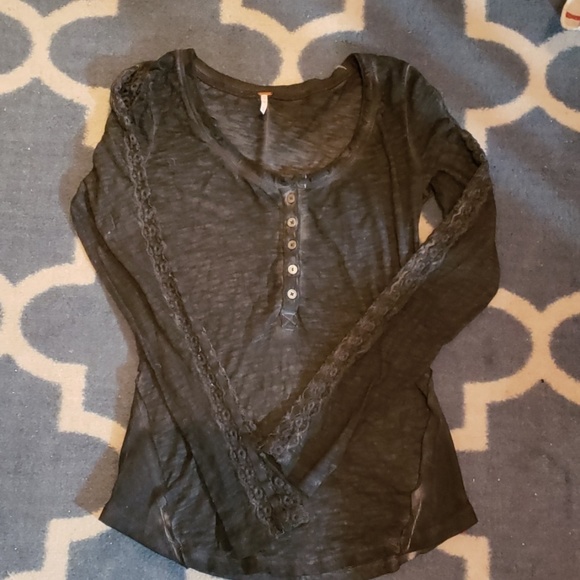 Free People Tops - FREE PEOPLE Charcoal Color Shirt